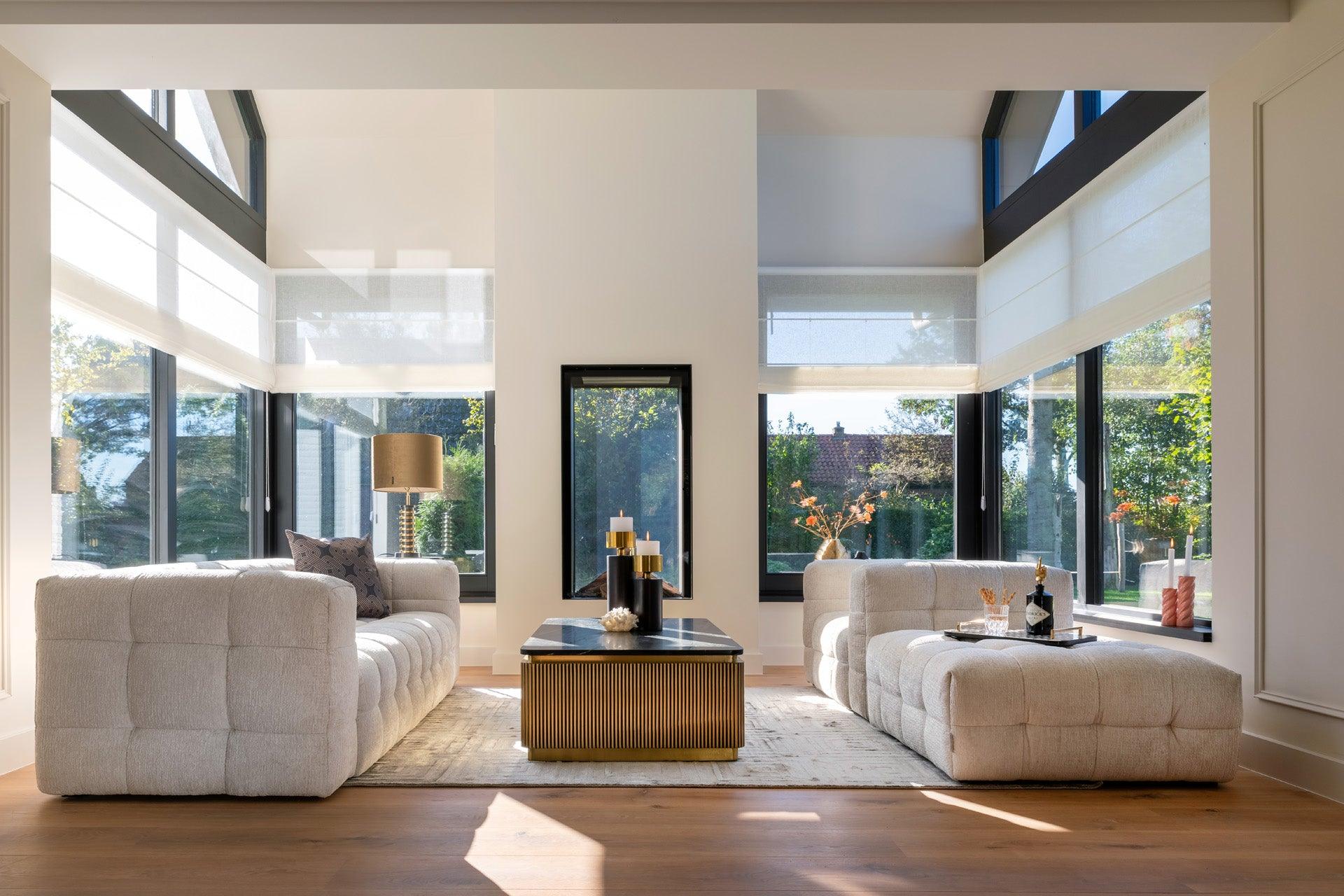Ironville Rectangular Gold Coffee Table with Black Marble Top by Richmond Interiors - Maison Rêves UK