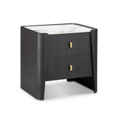Kelly 2 Drawer Bedside Chest Dark Walnut and Ceramic Marble by Eccotrading Design London