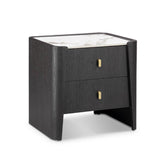 Kelly 2 Drawer Espresso Oak Bedside Chest Ceramic Marble by Eccotrading Design London - Maison Rêves UK