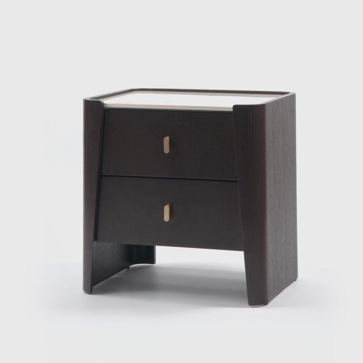 Kelly 2 Drawer Espresso Oak Bedside Chest Ceramic Marble by Eccotrading Design London - Maison Rêves UK