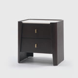 Kelly 2 Drawer Espresso Oak Bedside Chest Ceramic Marble by Eccotrading Design London - Maison Rêves UK