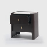 Kelly 2 Drawer Espresso Oak Bedside Chest Ceramic Marble by Eccotrading Design London - Maison Rêves UK