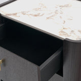 Kelly 2 Drawer Espresso Oak Bedside Chest Ceramic Marble by Eccotrading Design London - Maison Rêves UK