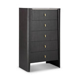 Kelly 5 Drawer Tall Espresso Oak Chest of Drawers Ceramic Marble by Eccotrading Design London - Maison Rêves UK