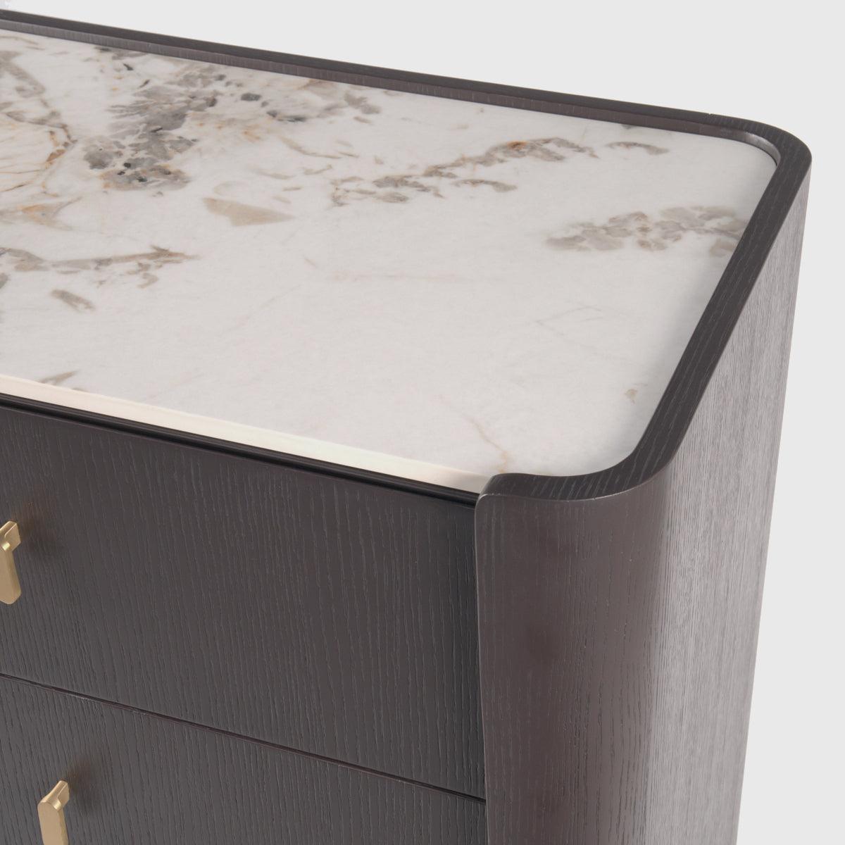Kelly 5 Drawer Tall Espresso Oak Chest of Drawers Ceramic Marble by Eccotrading Design London - Maison Rêves UK