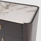 Kelly 5 Drawer Tall Espresso Oak Chest of Drawers Ceramic Marble by Eccotrading Design London - Maison Rêves UK