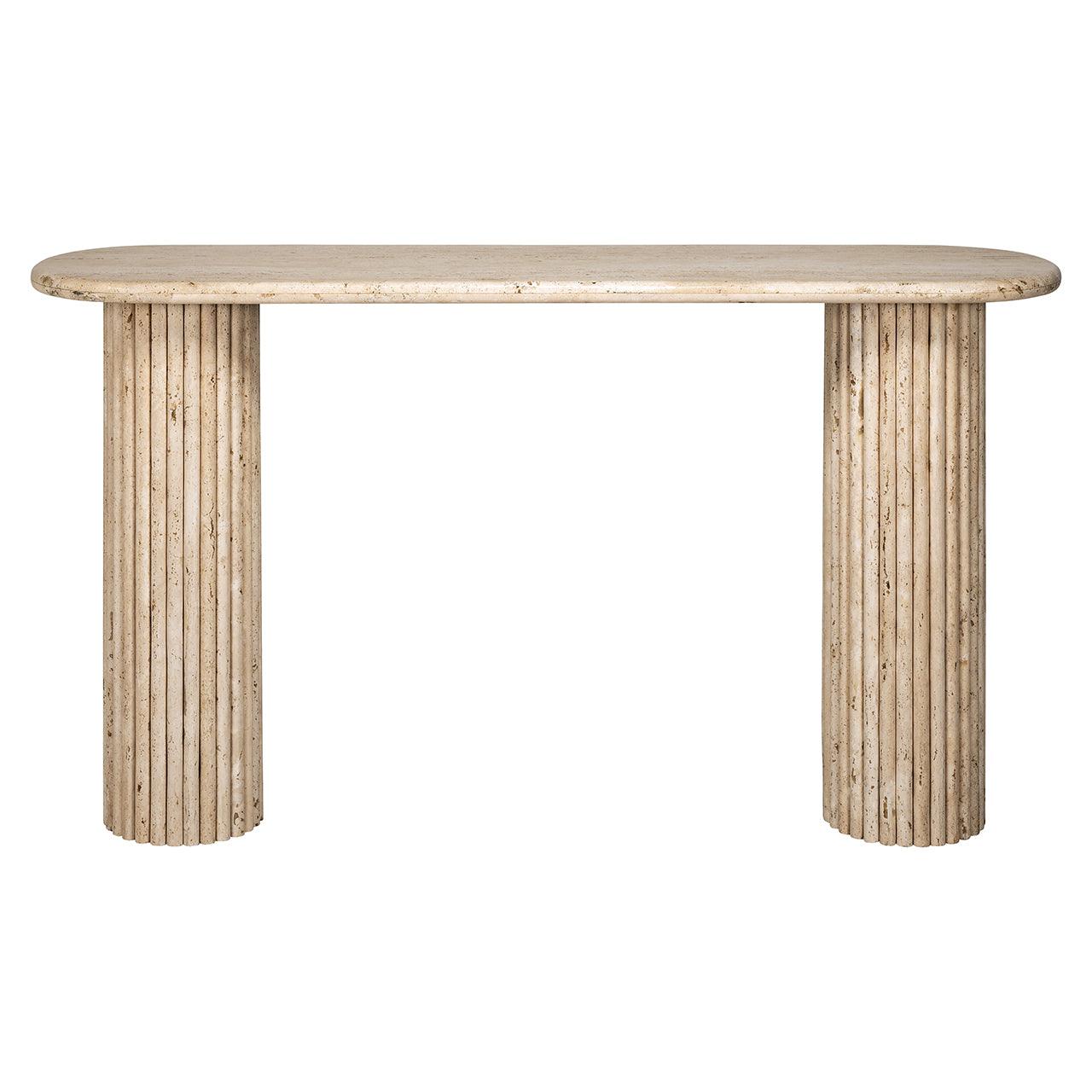 La Cantera Oval Travertine Console Table by Richmond Interiors - Maison Rêves UK
