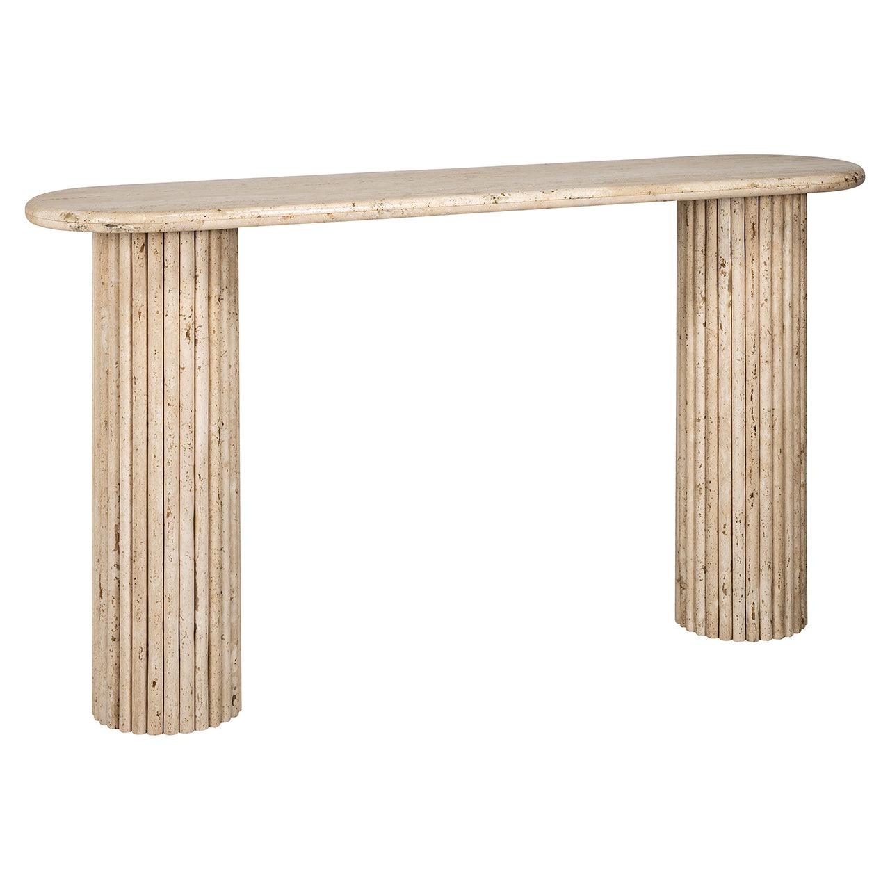 La Cantera Oval Travertine Console Table by Richmond Interiors - Maison Rêves UK