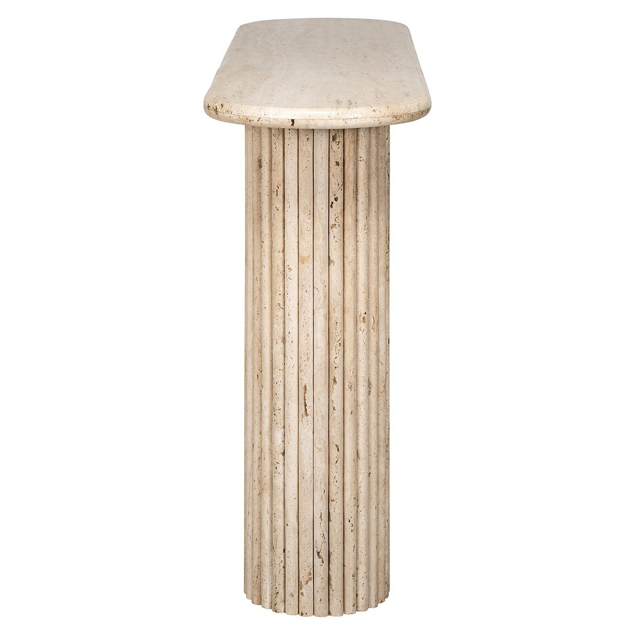 La Cantera Oval Travertine Console Table by Richmond Interiors - Maison Rêves UK