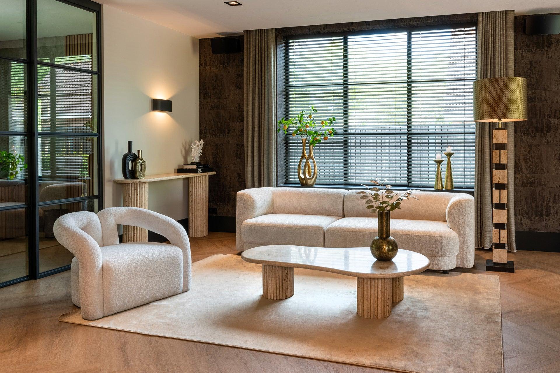 La Cantera Oval Travertine Console Table by Richmond Interiors - Maison Rêves UK