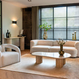 La Cantera Oval Travertine Console Table by Richmond Interiors - Maison Rêves UK