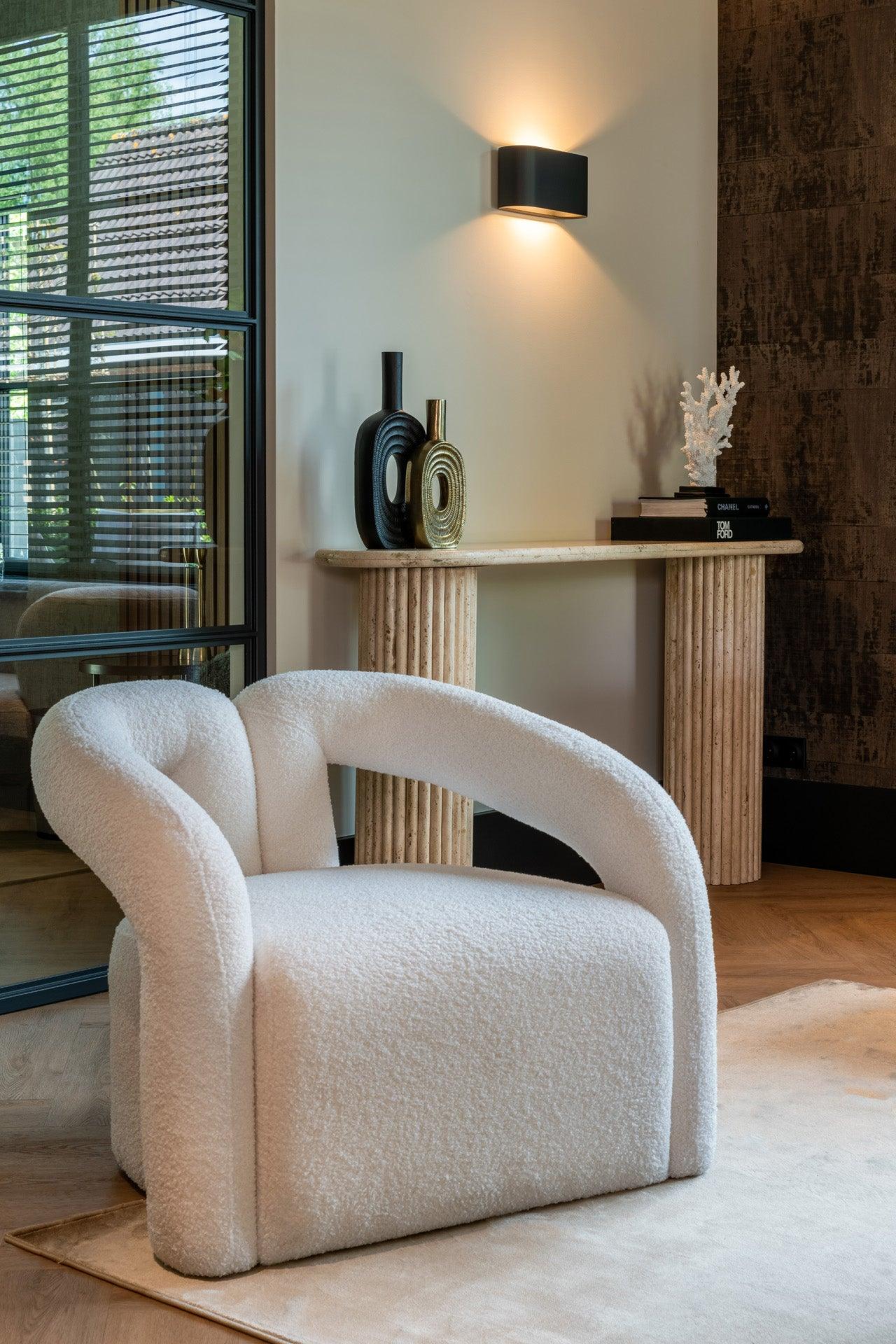 La Cantera Oval Travertine Console Table by Richmond Interiors - Maison Rêves UK
