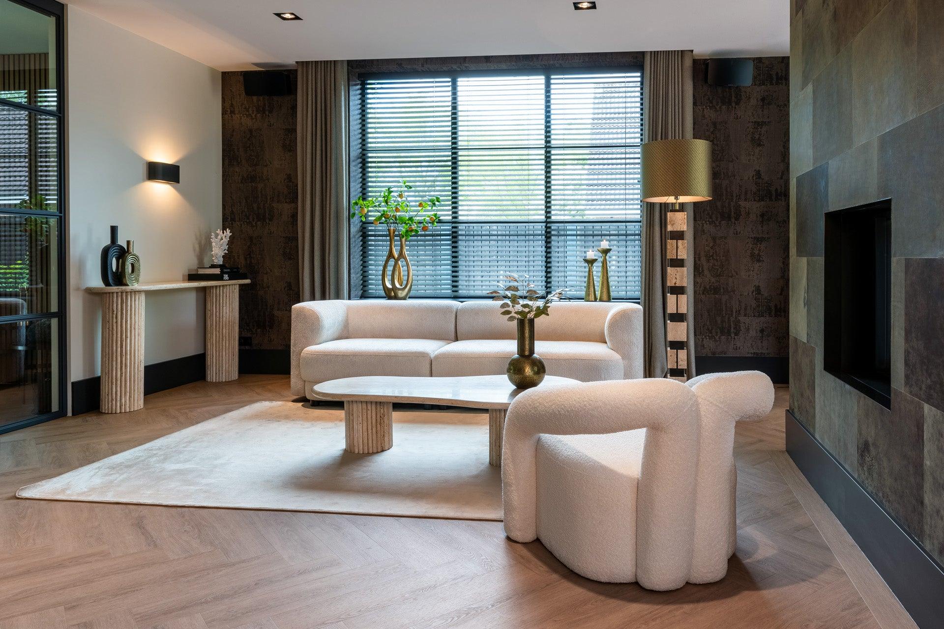 La Cantera Oval Travertine Console Table by Richmond Interiors - Maison Rêves UK
