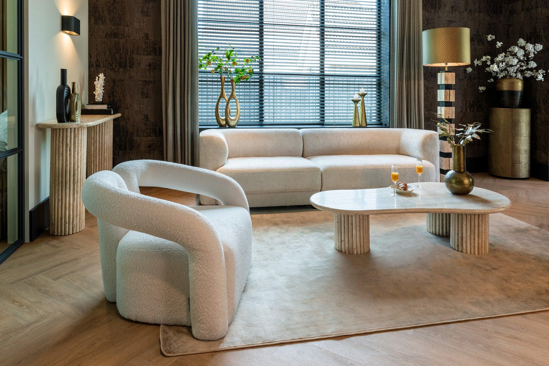 La Cantera Oval Travertine Console Table by Richmond Interiors - Maison Rêves UK