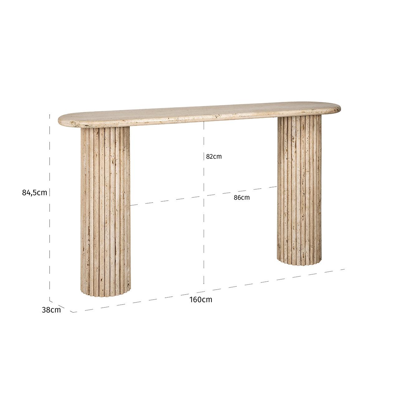 La Cantera Oval Travertine Console Table by Richmond Interiors - Maison Rêves UK