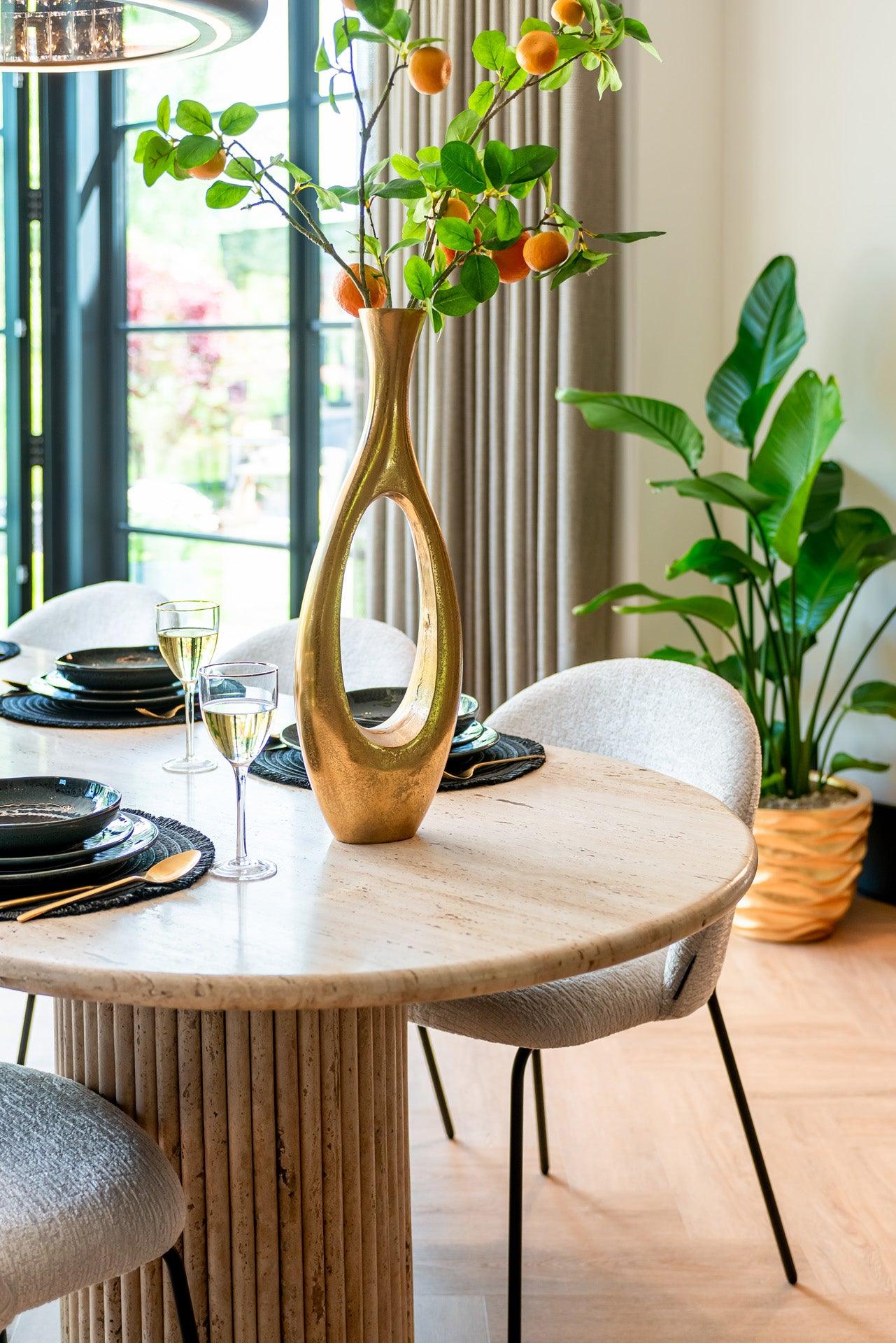 La Cantera Oval Travertine Dining Table by Richmond Interiors - Maison Rêves UK