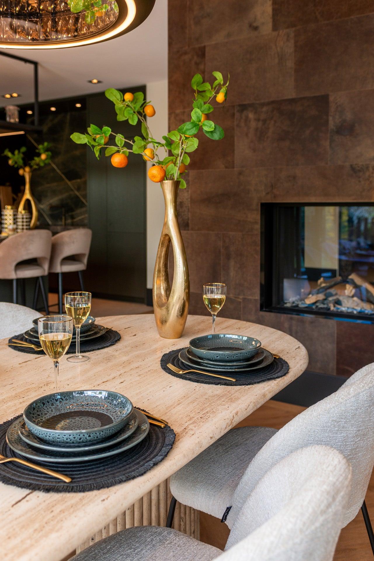 La Cantera Oval Travertine Dining Table by Richmond Interiors - Maison Rêves UK