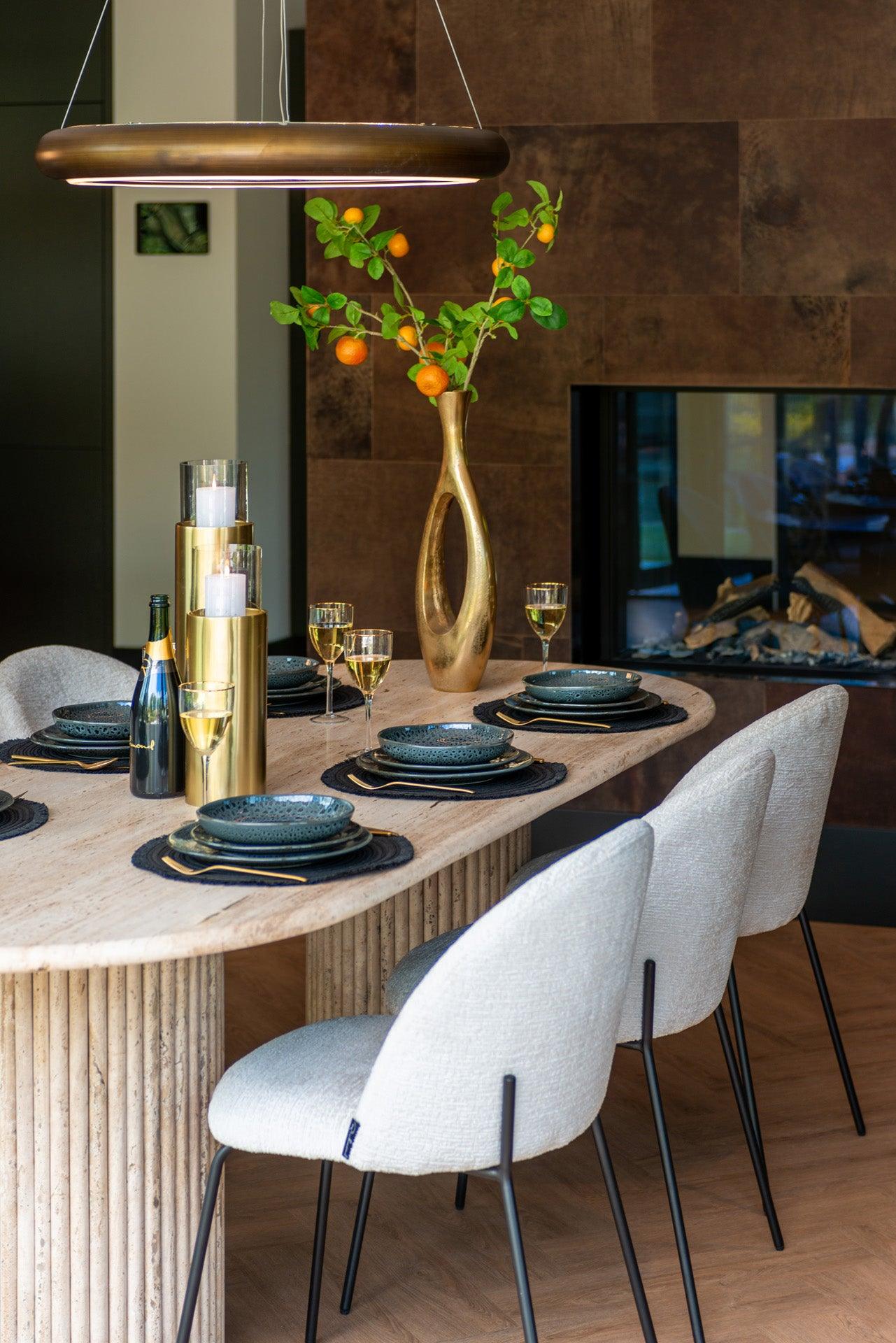 La Cantera Oval Travertine Dining Table by Richmond Interiors - Maison Rêves UK