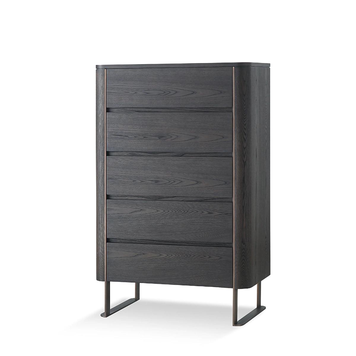 Lizzi 5 Drawer Chocolate Oak Tall Boy Chest by Eccotrading Design London - Maison Rêves UK