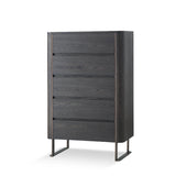 Lizzi 5 Drawer Chocolate Oak Tall Boy Chest by Eccotrading Design London - Maison Rêves UK