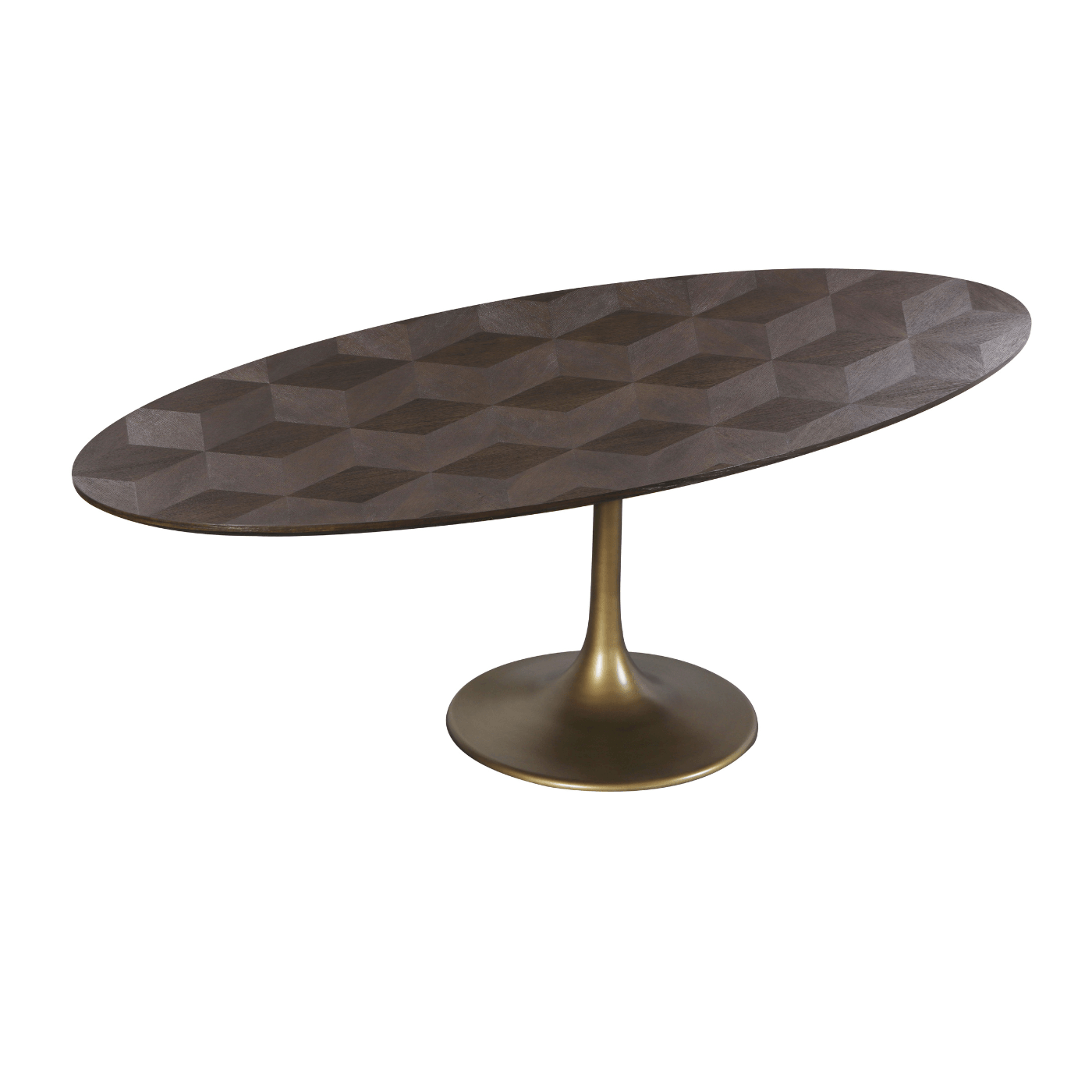 Luxor Brown Oval Diamond Wooden Dining Table with Iron Base by Richmond Interiors - Maison Rêves UK