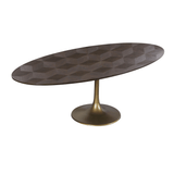 Luxor Brown Oval Diamond Wooden Dining Table with Iron Base by Richmond Interiors - Maison Rêves UK