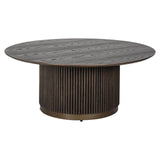 Luxor Brown Wood Circular Coffee Table with Ribbed Base by Richmond Interiors - Maison Rêves UK