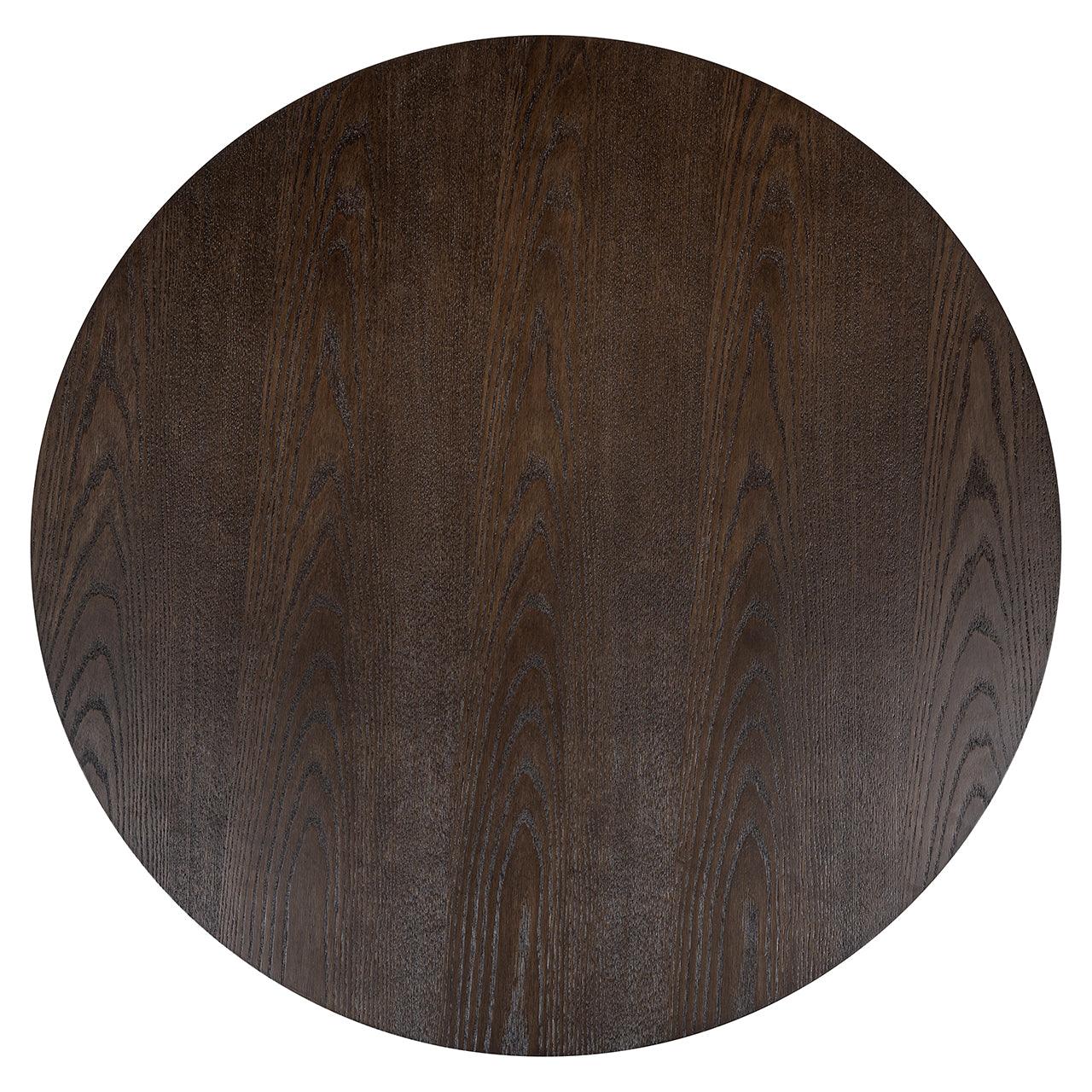 Luxor Brown Wood Circular Coffee Table with Ribbed Base by Richmond Interiors - Maison Rêves UK