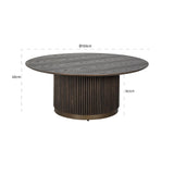 Luxor Brown Wood Circular Coffee Table with Ribbed Base by Richmond Interiors - Maison Rêves UK