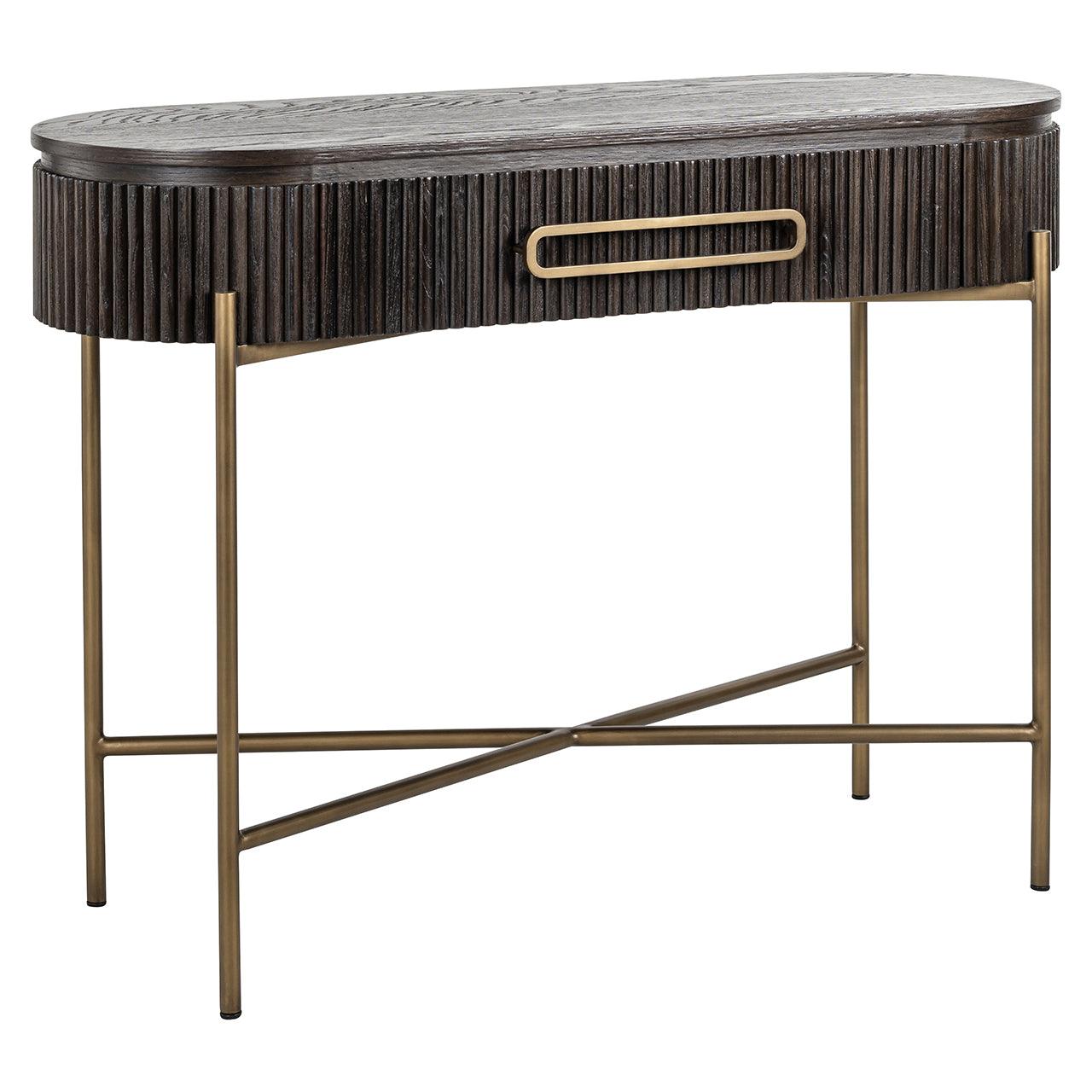 Luxor Brown Wood Ribbed Console Table by Richmond Interiors - Maison Rêves UK