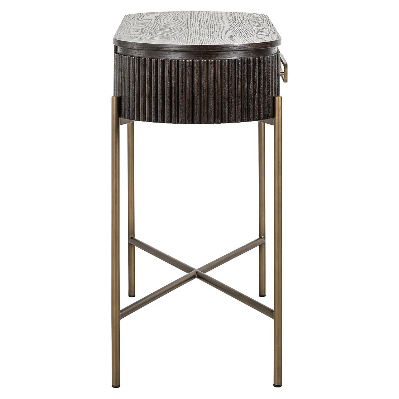 Luxor Brown Wood Ribbed Console Table by Richmond Interiors - Maison Rêves UK