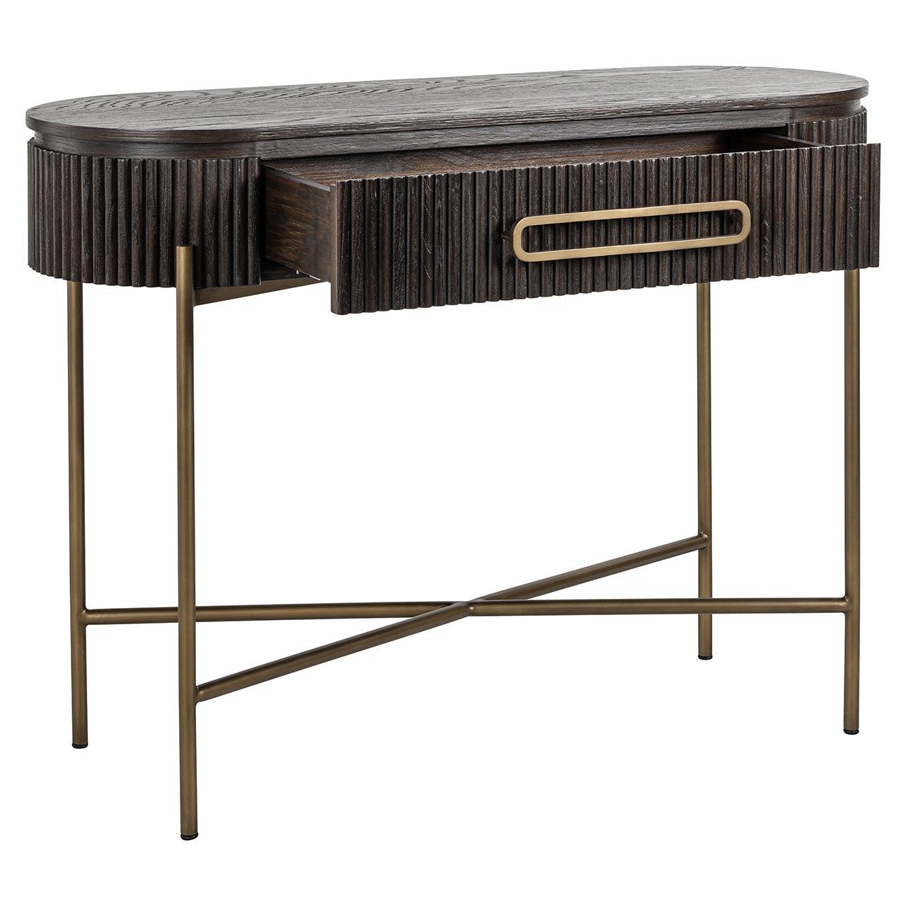 Luxor Brown Wood Ribbed Console Table by Richmond Interiors - Maison Rêves UK