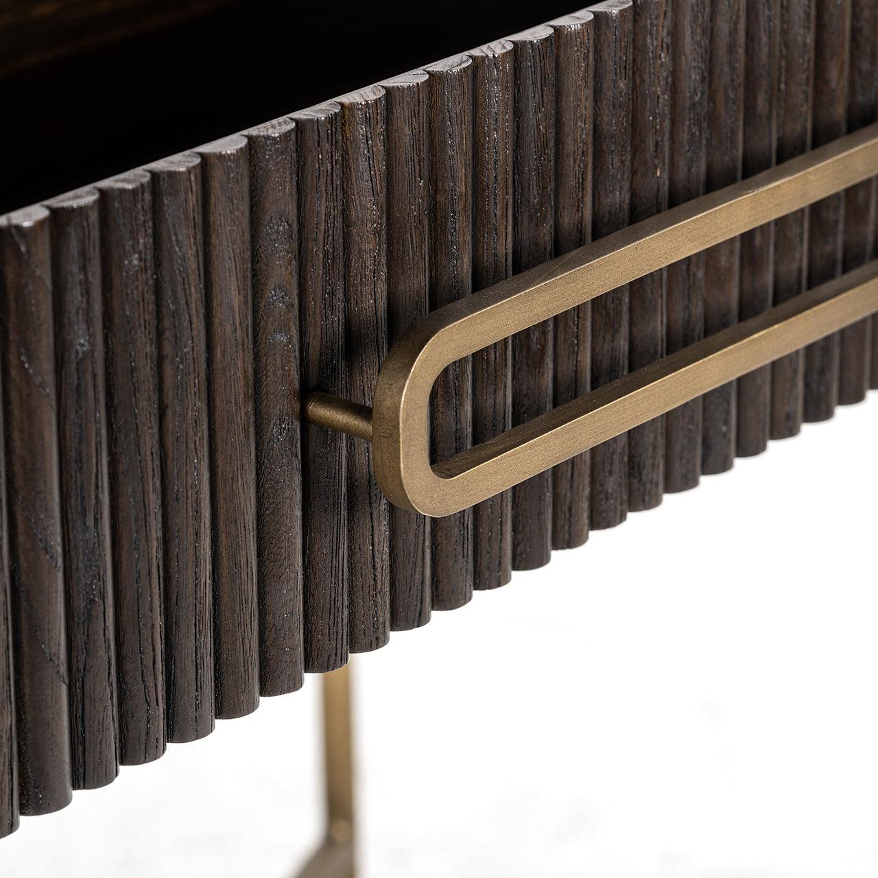 Luxor Brown Wood Ribbed Console Table by Richmond Interiors - Maison Rêves UK