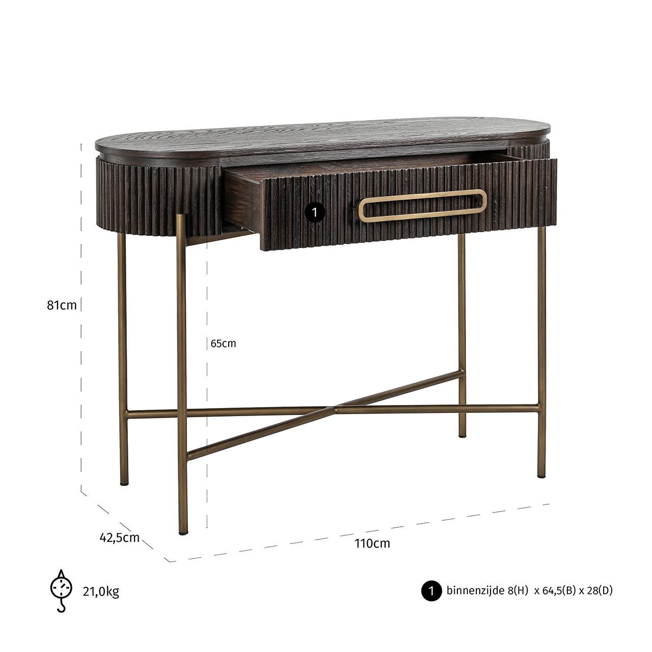 Luxor Brown Wood Ribbed Console Table by Richmond Interiors - Maison Rêves UK