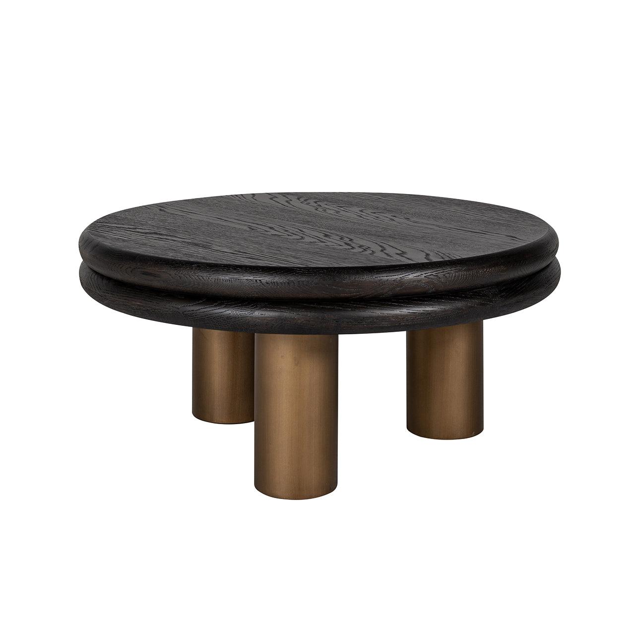 Macaron Circular Black Rustic Coffee Table with Metal Base by Richmond Interiors - Maison Rêves UK