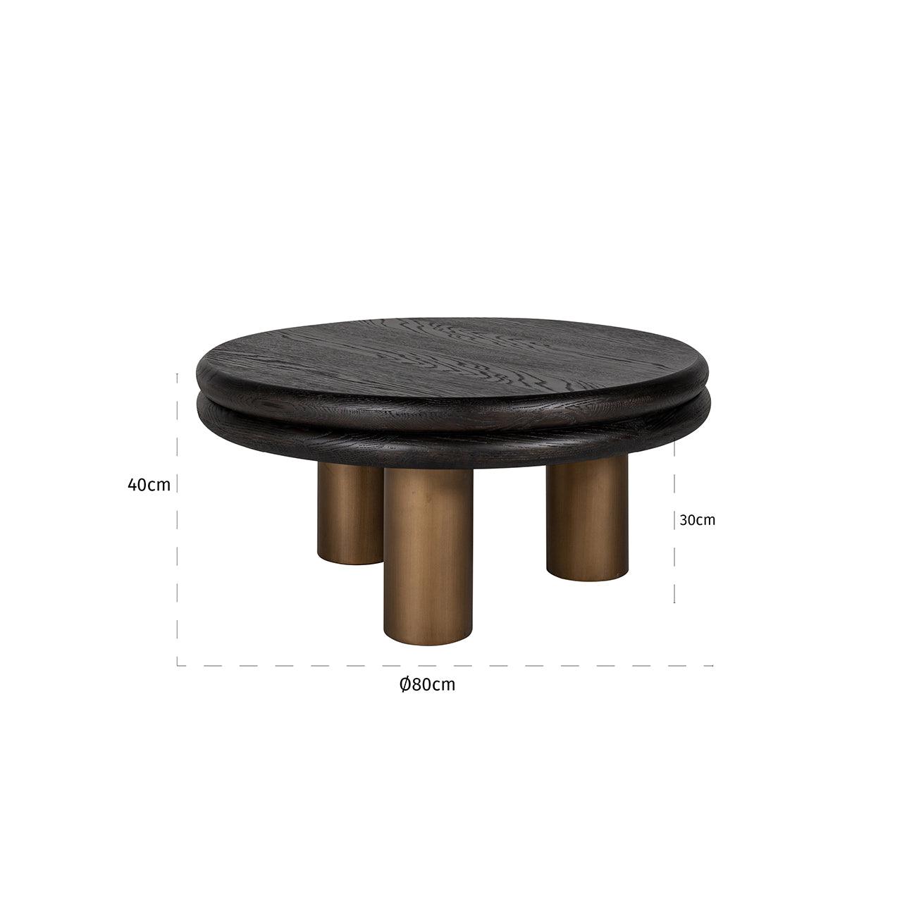 Macaron Circular Black Rustic Coffee Table with Metal Base by Richmond Interiors - Maison Rêves UK