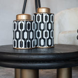 Macaron Circular Black Rustic Coffee Table with Metal Base by Richmond Interiors - Maison Rêves UK