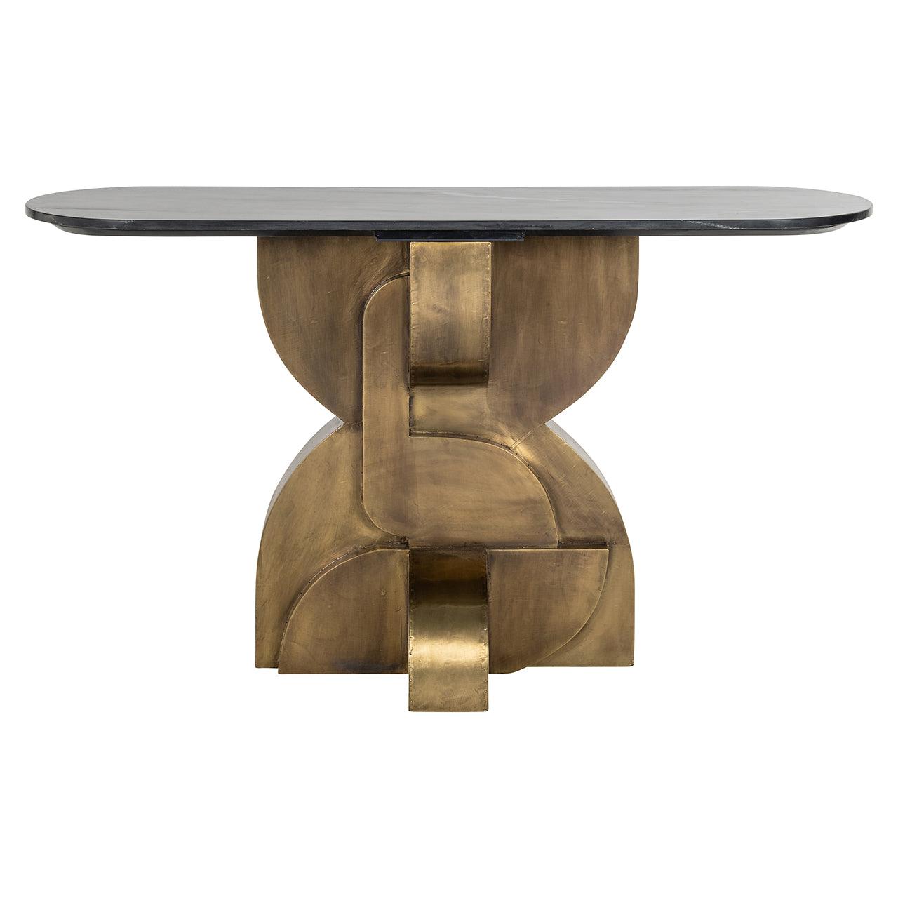 Maddox Marble Oval Top Console Table with Gold Base by Richmond Interiors - Maison Rêves UK