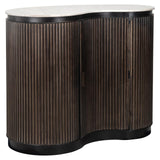 Mayfield White Marble Top Bar with Brown Wood Base by Richmond Interiors - Maison Rêves UK
