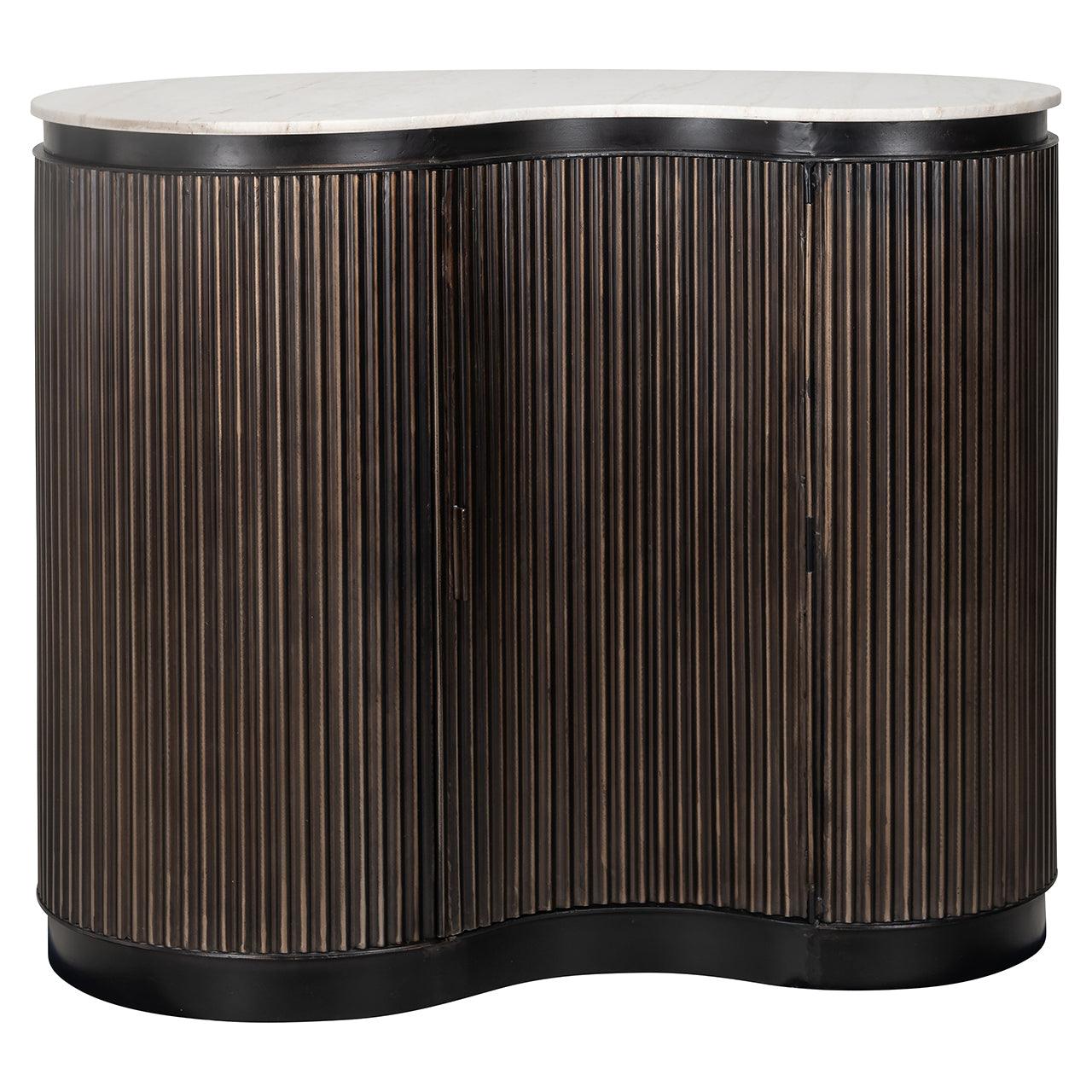 Mayfield White Marble Top Bar with Brown Wood Base by Richmond Interiors - Maison Rêves UK