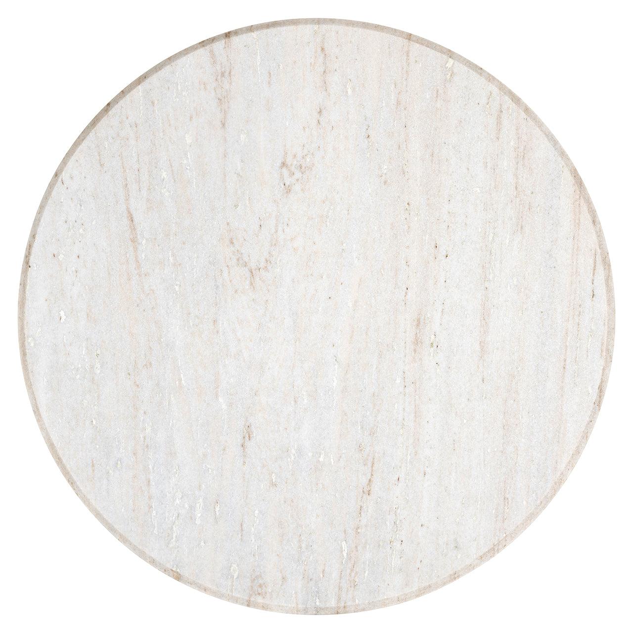 Mayfield White Marble Top Circular Coffee Table with Brown Wood Base by Richmond Interiors - Maison Rêves UK