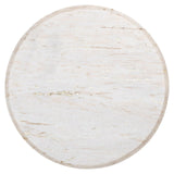 Mayfield White Marble Top Circular Side Table with Brown Wood Base by Richmond Interiors - Maison Rêves UK