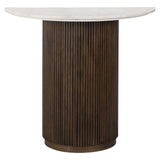 Mayfield White Marble Top Console Table with Brown Wood Base by Richmond Interiors - Maison Rêves UK
