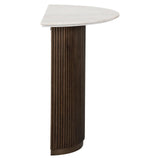 Mayfield White Marble Top Console Table with Brown Wood Base by Richmond Interiors - Maison Rêves UK