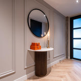 Mayfield White Marble Top Console Table with Brown Wood Base by Richmond Interiors - Maison Rêves UK