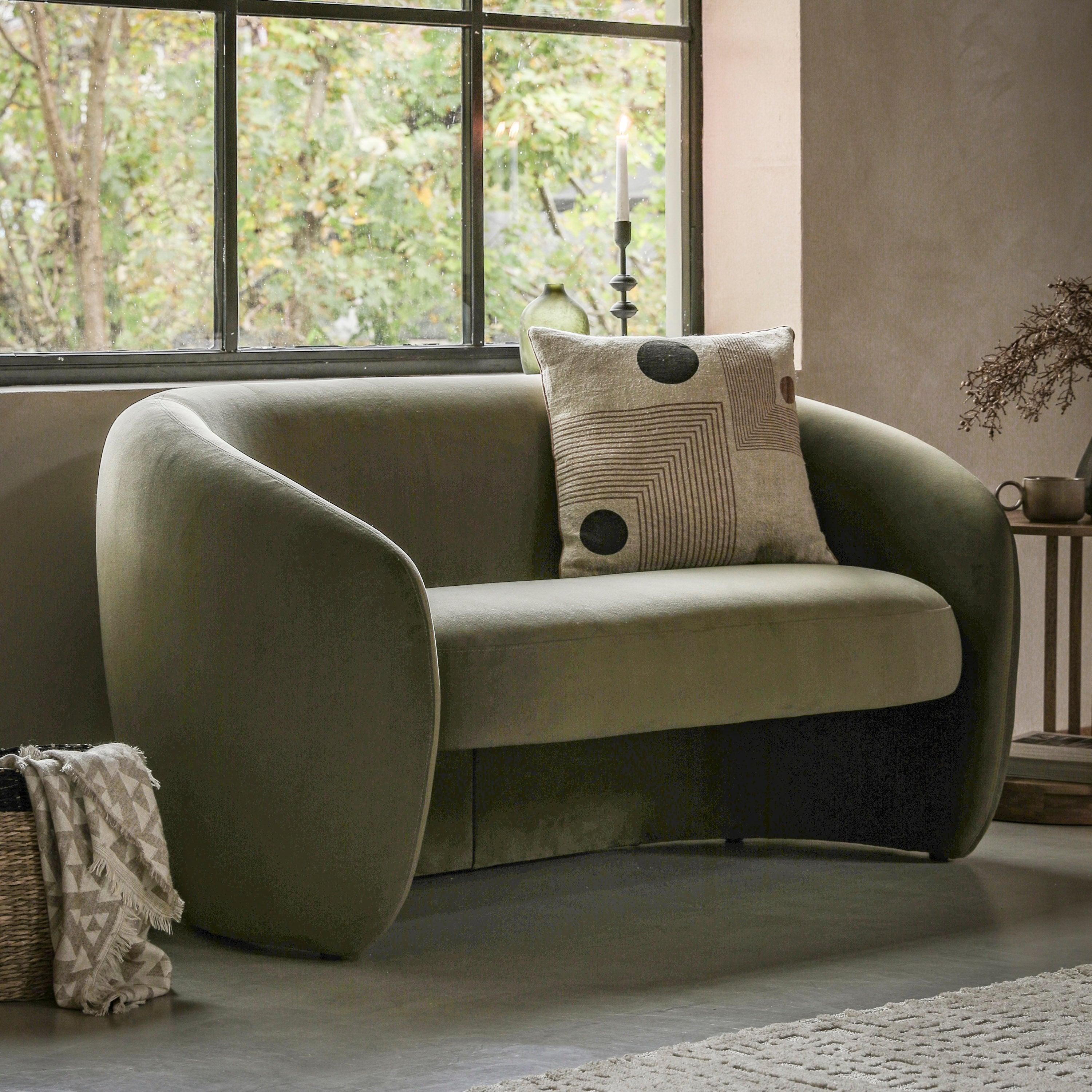 Moorland 2 Seater Sofa Moss Green Fabric - Maison Rêves UK