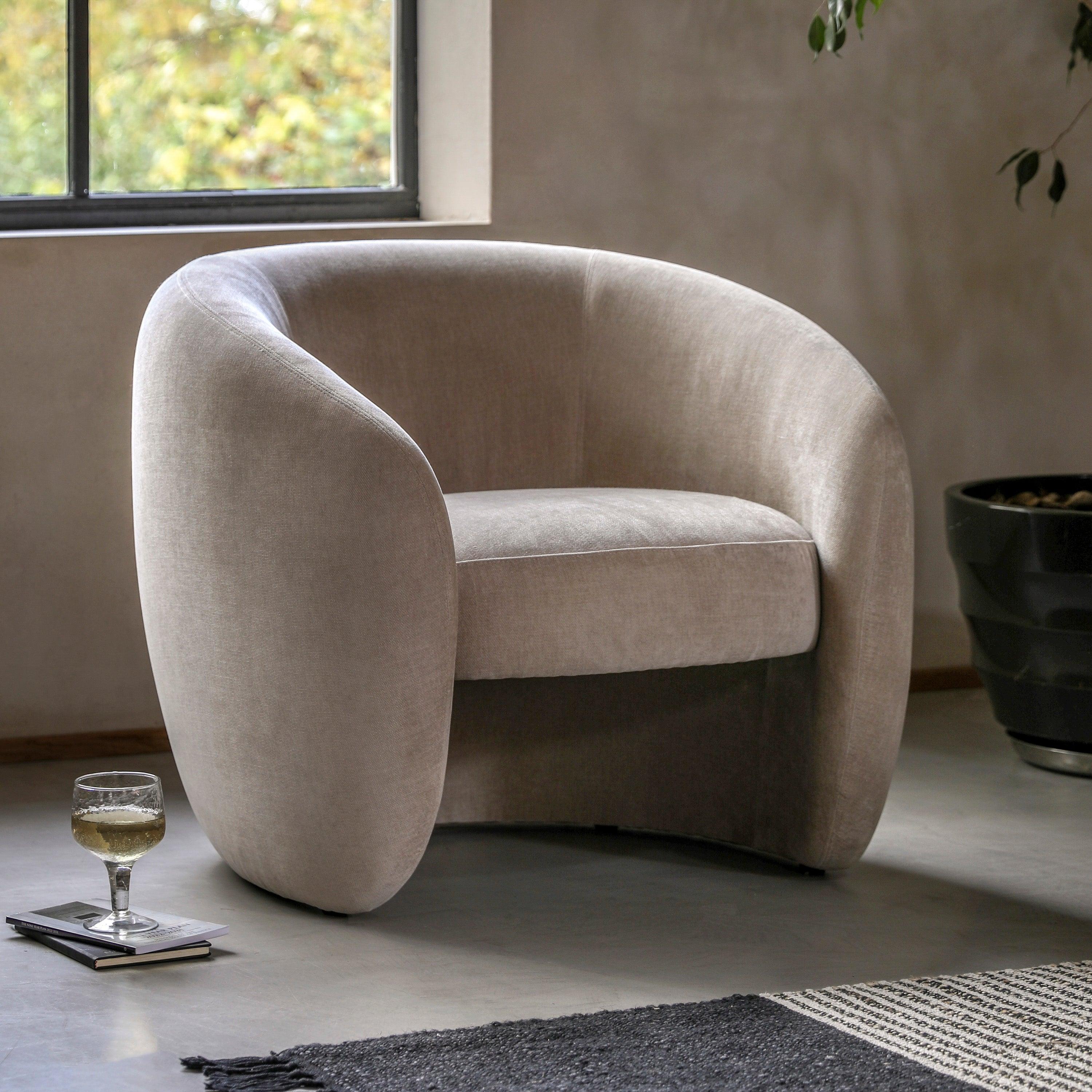 Moorland Armchair Cream Fabric - Maison Rêves UK