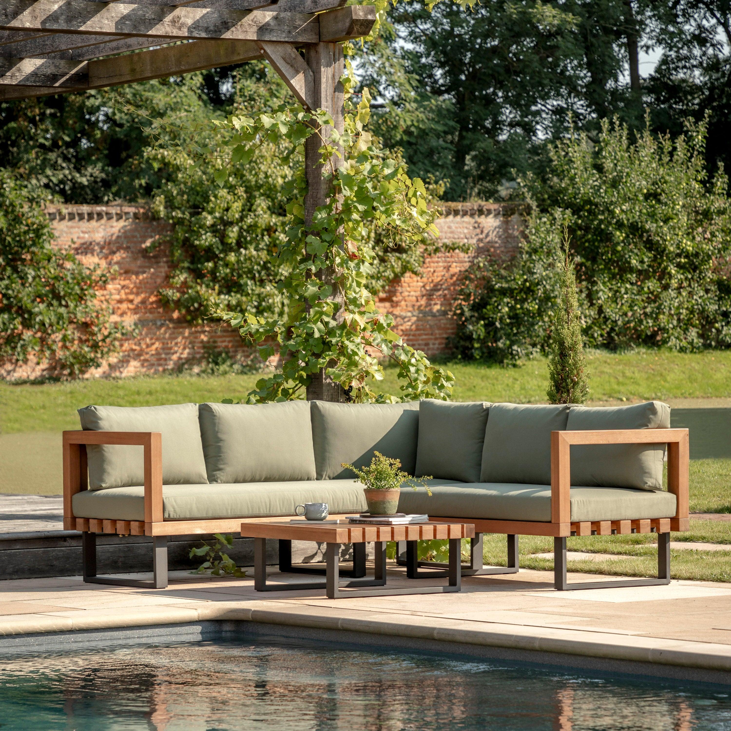 Nomad Eucalyptus Wood Corner Sofa Set - Maison Rêves UK