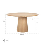 Oakley Natural Oak Wood Circular Dining Table by Richmond Interiors - Maison Rêves UK