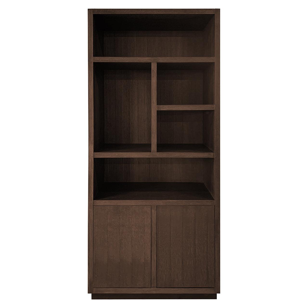 Oakura Large Brown Oak Wood Bookcase with 2 Doors by Richmond Interiors - Maison Rêves UK